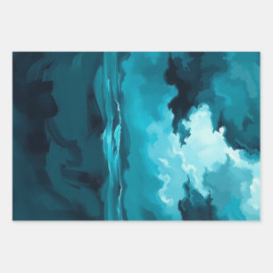 Moody Ocean Waves Under Stormy Sky – Abstract Seas Wrapping Paper Sheets