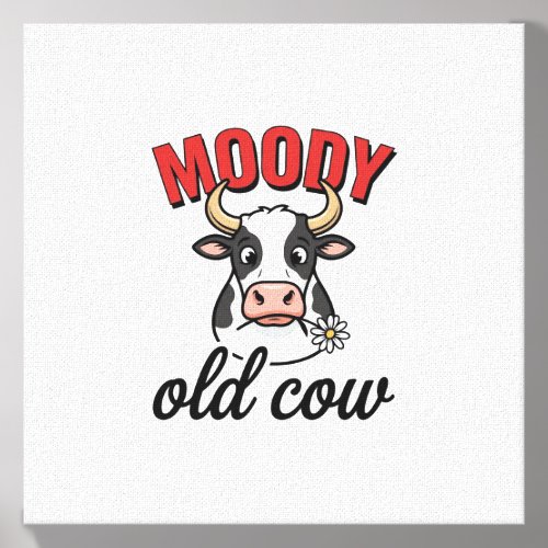 Moody Old Cow Vintage Funny Cow Shirt Design_1 Canvas Photo Tile