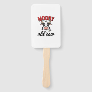 Moody Old Cow Vintage Funny Cow Shirt Design_1 Hand Fan