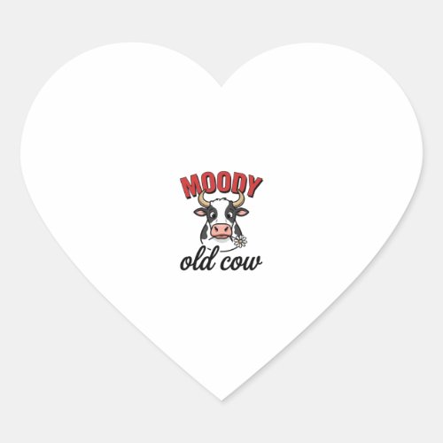 Moody Old Cow Vintage Funny Cow Shirt Design_1 Heart Sticker