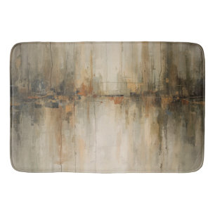 Moody Olive Gray Burnt Orange Amber Black Abstract Bath Mat