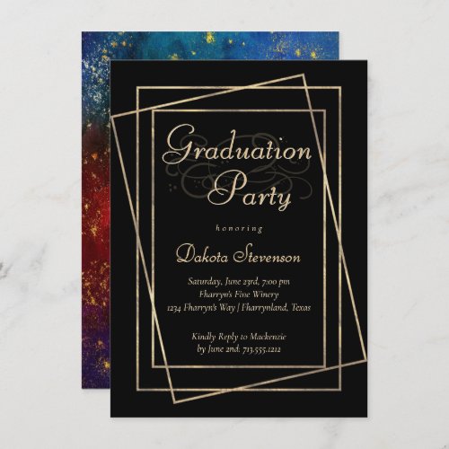 Moody Ombre  Bold Jewel Tone Graduation Party Invitation