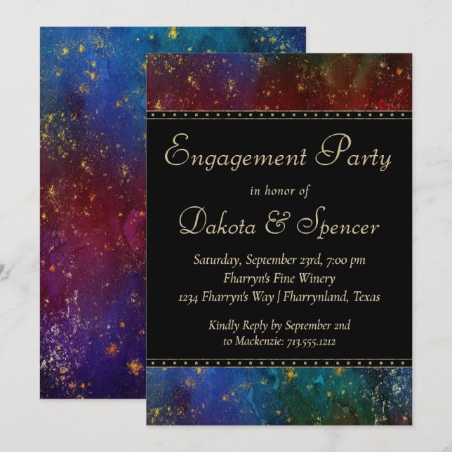 Moody Ombre | Dark Jewel Tone Engagement Party Invitation (Front/Back)