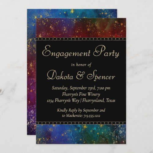 Moody Ombre  Dark Jewel Tone Engagement Party Invitation