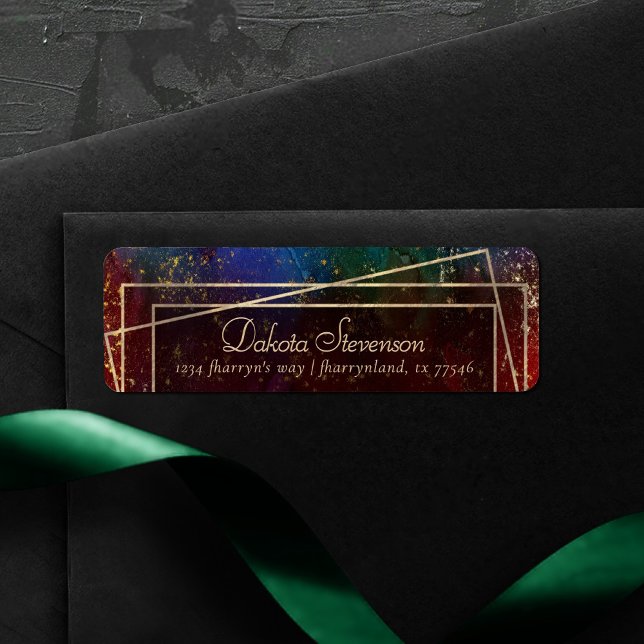 Moody Ombre | Dark Jewel Tone  Gold Frame Address Label (Creator Uploaded)