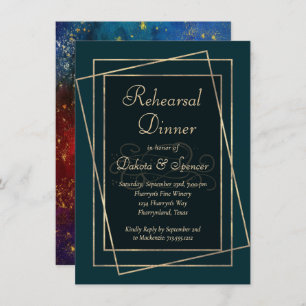 Moody Ombre Dark Jewel Tone Rehearsal Dinner Invitation