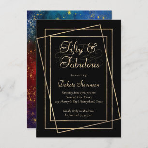 Moody Ombre Jewel Tone Fabulous 50th Birthday Invitation