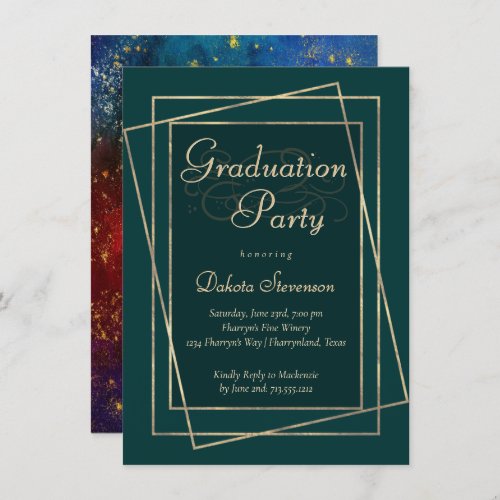 Moody Ombre  Jewel Tone Green Graduation Party Invitation
