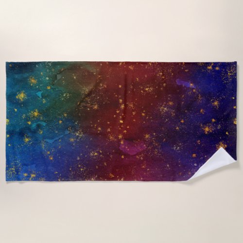 Moody Ombre  Psychedelic Grunge Gold Stardust Beach Towel