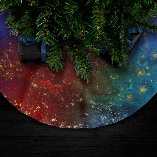 Moody Ombre  Psychedelic Grunge Gold Stardust Brushed Polyester Tree Skirt