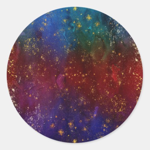 Moody Ombre  Psychedelic Grunge Gold Stardust Classic Round Sticker
