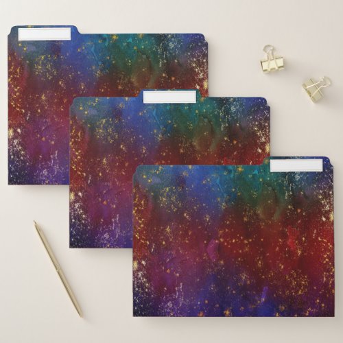 Moody Ombre  Psychedelic Grunge Gold Stardust File Folder