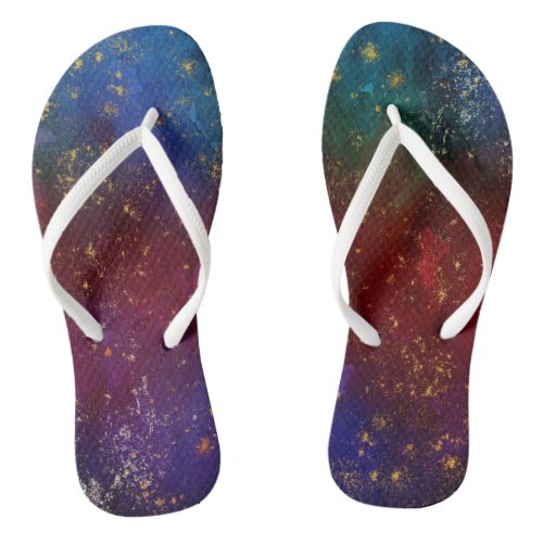 Moody Ombre  Psychedelic Grunge Gold Stardust Flip Flops