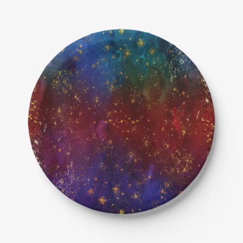 Moody Ombre  Psychedelic Grunge Gold Stardust Paper Plates