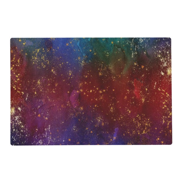 Moody Ombre | Psychedelic Grunge Gold Stardust Placemat (Front)