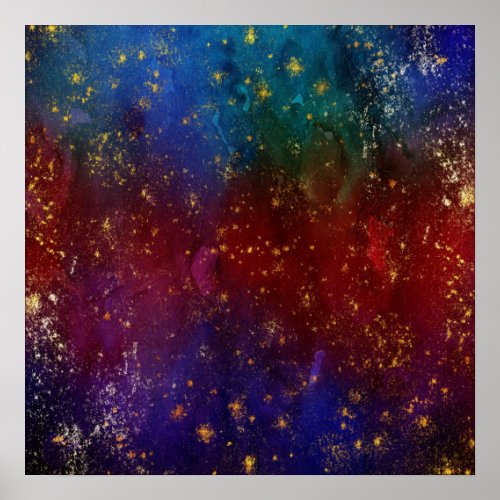 Moody Ombre  Psychedelic Grunge Gold Stardust Poster