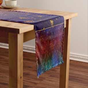 Moody Ombre Psychedelic Grunge Gold Stardust Short Table Runner