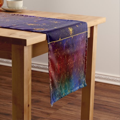 Moody Ombre  Psychedelic Grunge Gold Stardust Short Table Runner