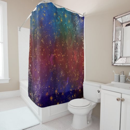 Moody Ombre  Psychedelic Grunge Gold Stardust Shower Curtain