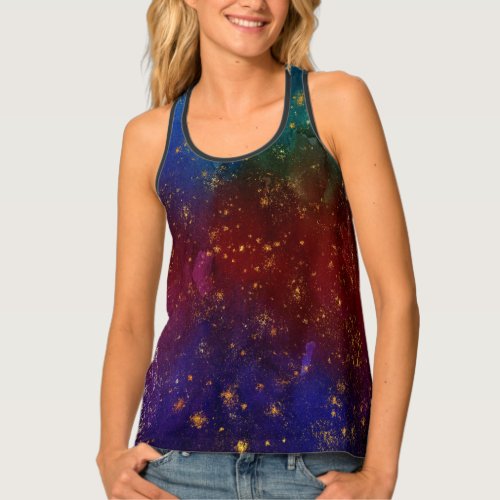Moody Ombre  Psychedelic Grunge Gold Stardust Tank Top