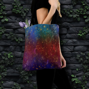 Moody Ombre Psychedelic Grunge Gold Stardust Tote Bag