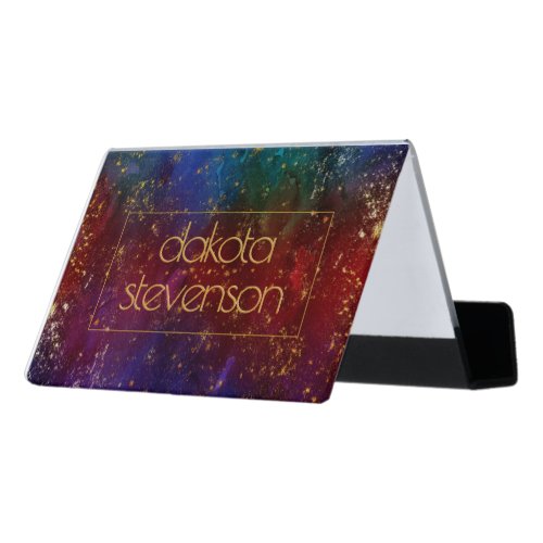 Moody Ombre  Psychedelic Grunge Stardust Branding Desk Business Card Holder