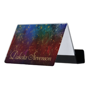 Moody Ombre Psychedelic Grunge Stardust Branding Desk Business Card Holder