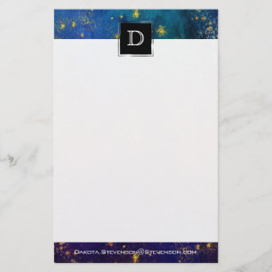 Moody Ombre Psychedelic Grunge Stardust Monogram Stationery