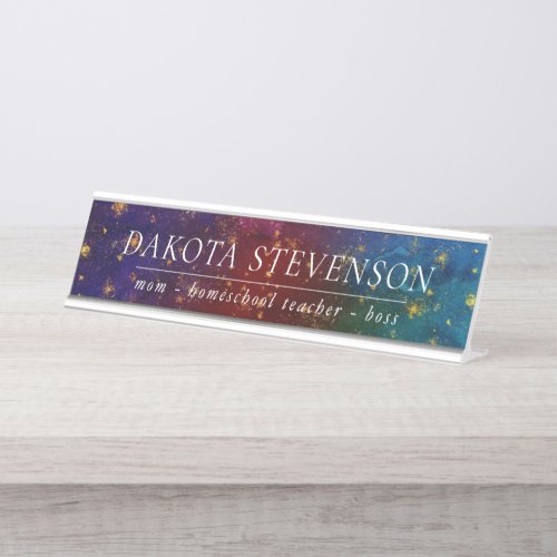 Moody Ombre  Psychedelic Grunge Stardust Title Desk Name Plate
