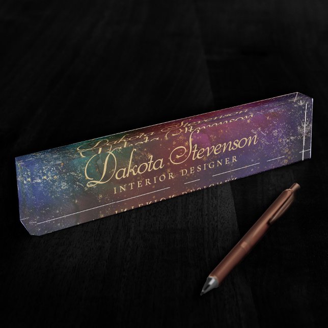 Moody Ombre | Psychedelic Grunge Stardust Title Desk Name Plate (Creator Uploaded)