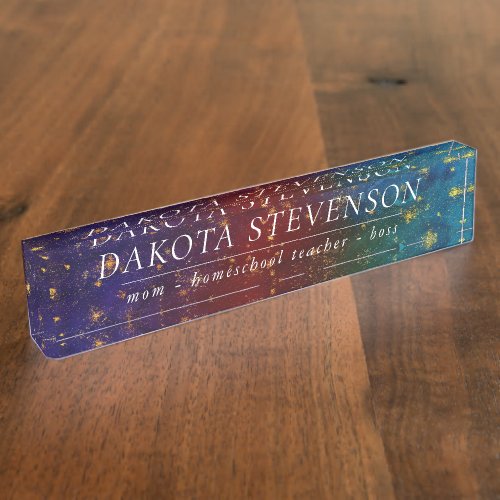 Moody Ombre  Psychedelic Grunge Stardust Title Desk Name Plate