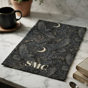 Moody Onyx Baroque Raven Halloween Decor Kitchen Towel