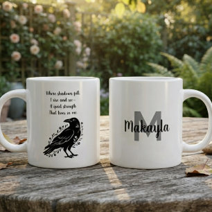 Moody Onyx Poetic Raven Silhouette Giant Coffee Mug