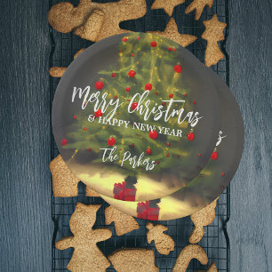 Moody Painted Christmas Tree Holiday Party Paper Plates