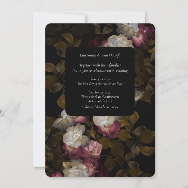 Moody Painted Florals Romantic Wedding Invitation (Front)