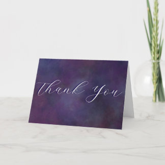 Moody Painterly Dark Purple Simple Calligraphy Letterpress Thank You Card
