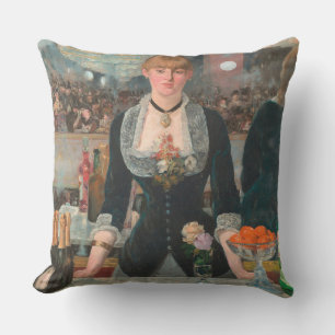Moody Parisian Bar Manet A Bar at the Folies-Bergè Outdoor Pillow