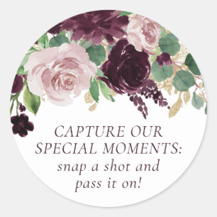 Moody Passion Dramatic Purple Disposable Camera Classic Round Sticker