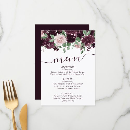 Moody Passion  Dramatic Purple Floral Garland Menu