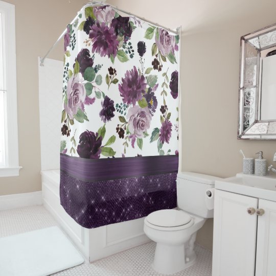 Moody Passion | Dramatic Purple Floral Pattern Shower ...