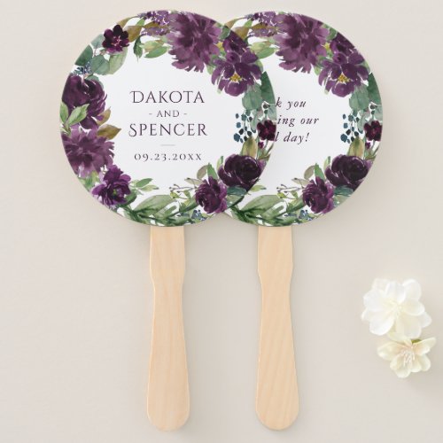 Moody Passion  Dramatic Purple Floral Wedding Hand Fan