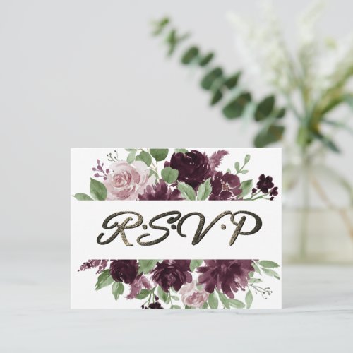 Moody Passion  Dramatic Purple Garland Meal RSVP Postcard