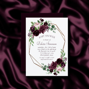 Moody Passion Dramatic Purple Wine Baby Shower Invitation