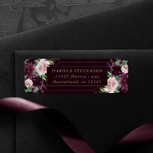 Moody Passion Dramatic Purple Wine Rose Address Label
