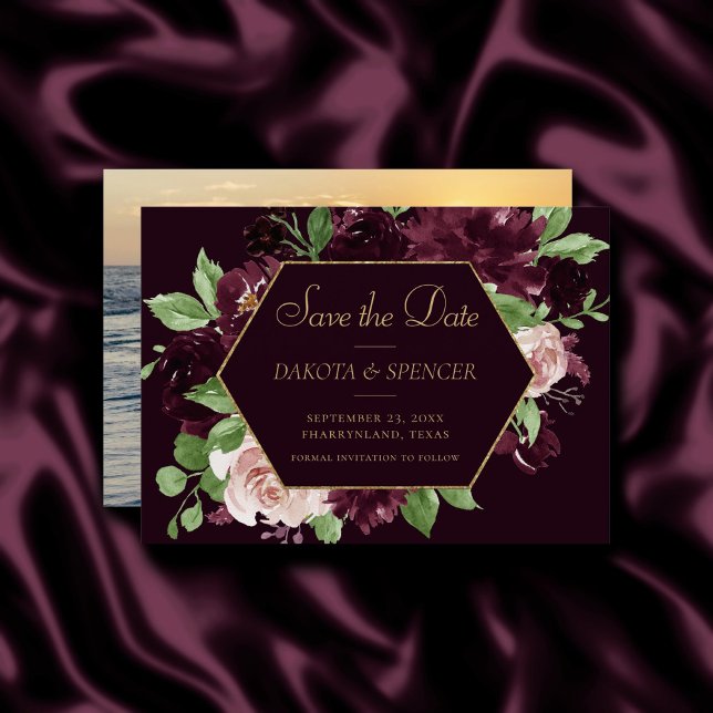 Moody Passion | Dramatic Purple Wine Rose Bouquet Save The Date (Creator Uploaded)