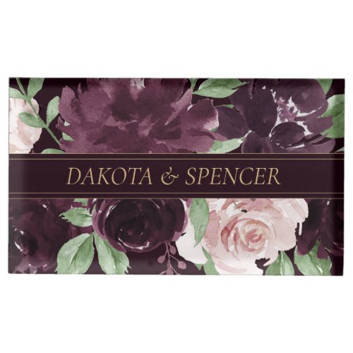 Moody Passion  Dramatic Purple Wine Rose Custom Place Card Holder