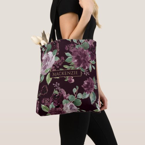 Moody Passion  Dramatic Purple Wine Rose Custom Tote Bag