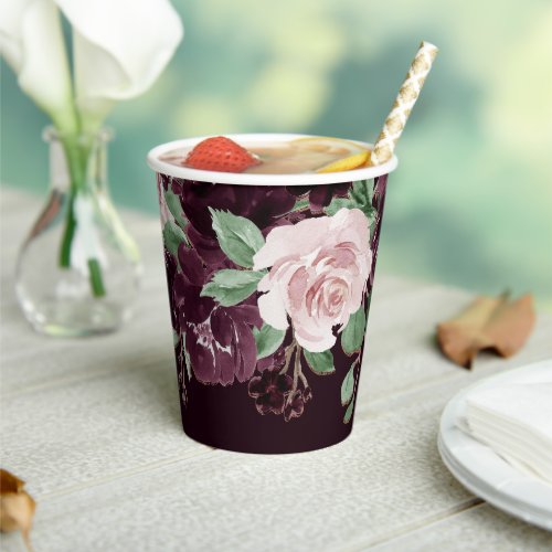 Moody Passion  Dramatic Purple Wine Rose Garland Paper Cups