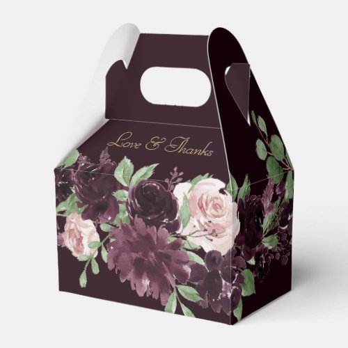 Moody Passion  Dramatic Purple Wine Roses Custom Favor Boxes