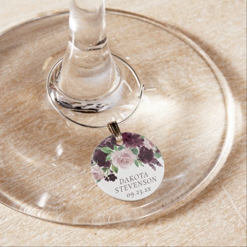Moody Passion  Dramatic Purple Wine Roses Custom Wine Charm